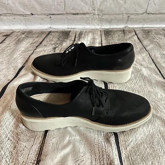 Clark’s Women’s Black Wedge Oxford Shoes, Size 8.5, Pre-owned - Picture 6 of 8